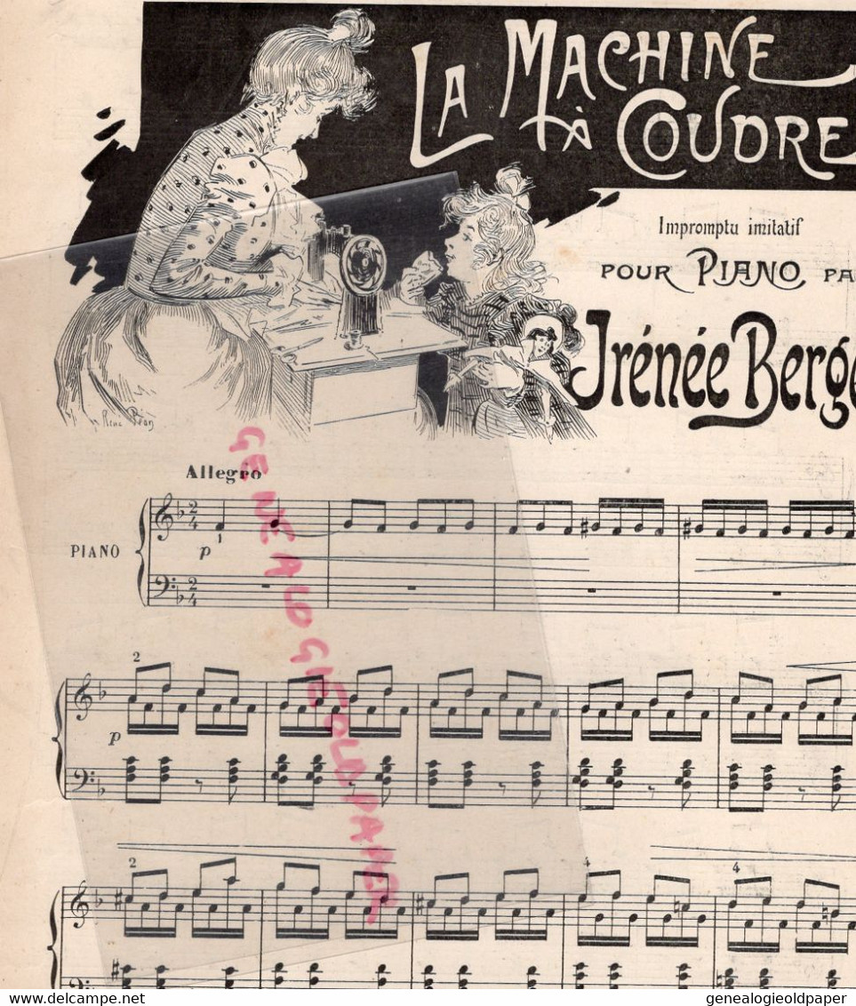 PARTITION MUSIQUE- LA MACHINE A COUDRE-PIANO IRENEE BERGE-RARE SUPPLEMENT ILLUSTRATION 17 MARS 1900 - Noten & Partituren