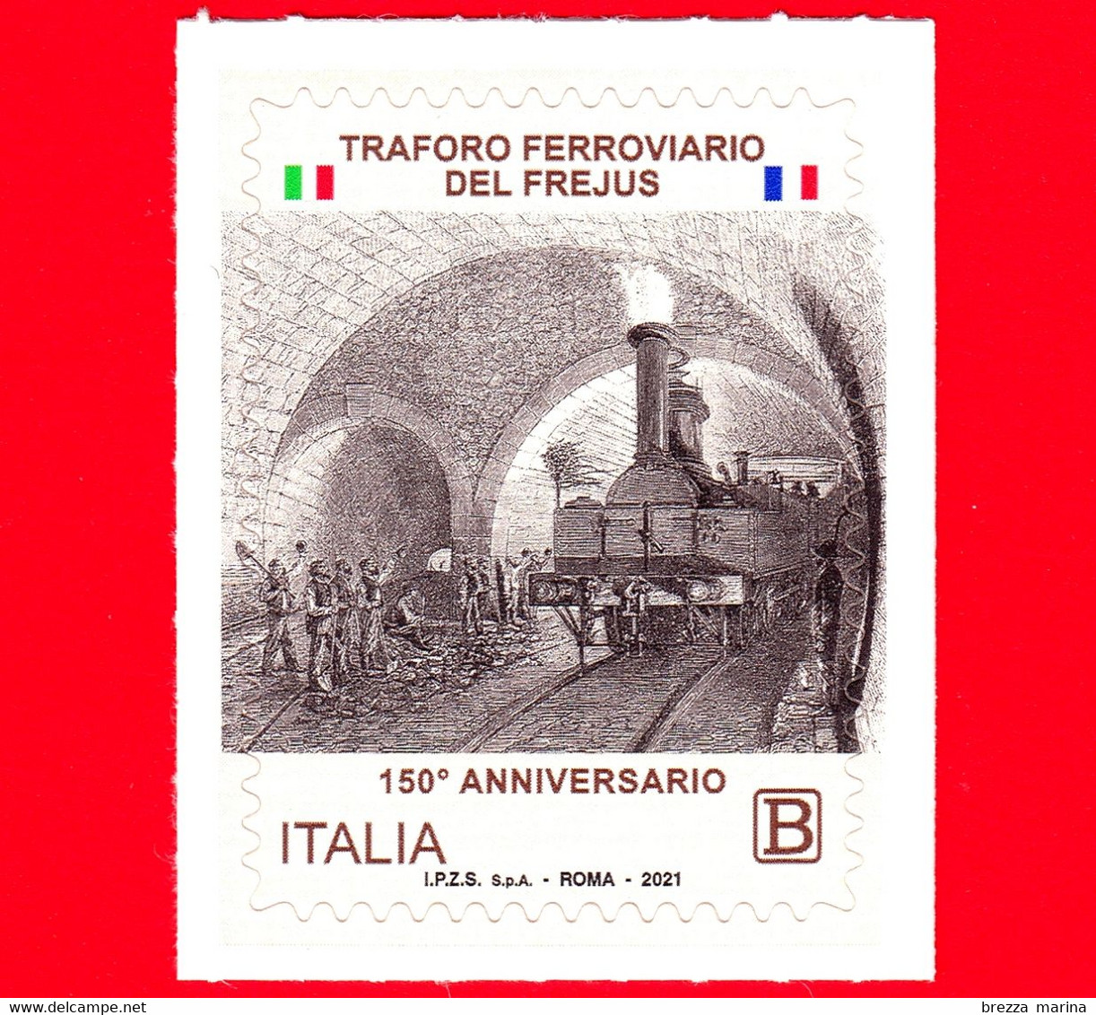 Nuovo - MNH - ITALIA - 2021 - 150 Anni Del Traforo Ferroviario Del Frejus – Locomotiva - B - 2021-...: Nieuw/plakker