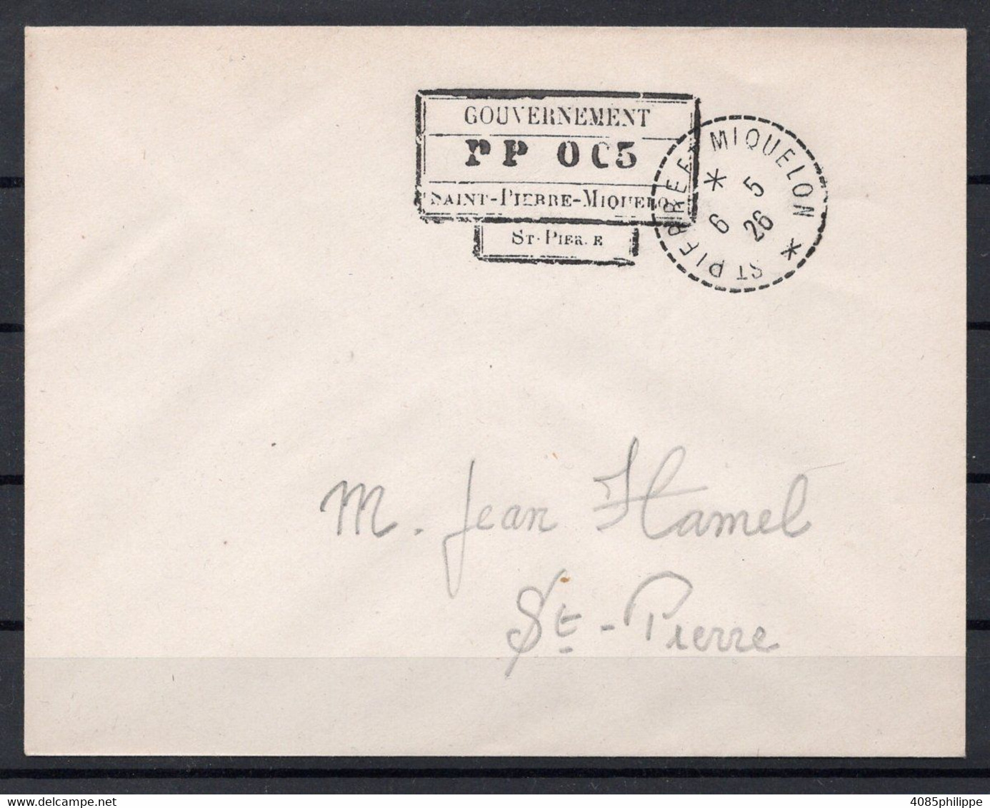 St PIERE & MIQUELON Tampon Noir PP 005 Sur Lettre De 1926 Non Voyagée Mis En Service 2h Seulement Cote 2000,00€ - Lettres & Documents