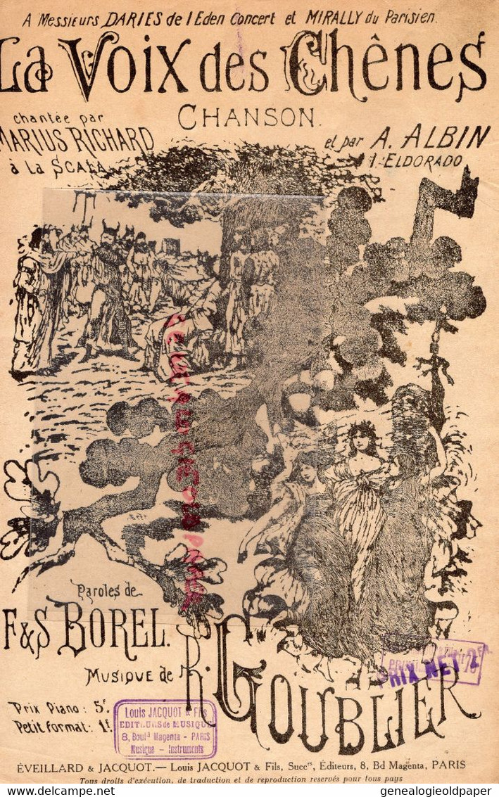 PARTITION MUSIQUE- LA VOIX DES CHENES- CHENE-MARIUS RICHARD-A. ALBIN A L' ELDORADO-R. GOUBLIER-BOREL PARIS EVEILLARD - Scores & Partitions