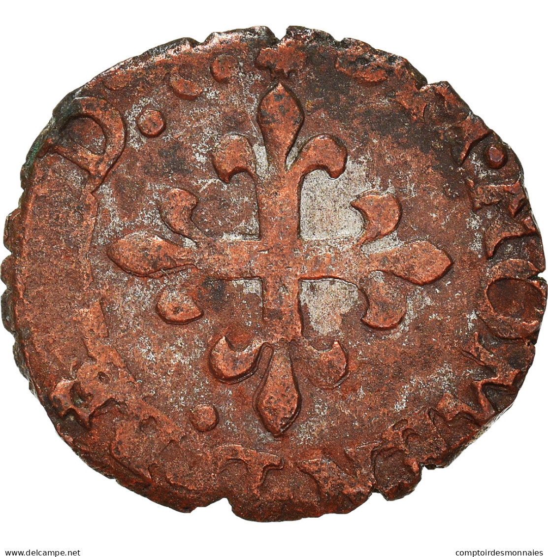 Monnaie, Italie, Delfino Tizzone, Liard, 1586, Desana, TB, Cuivre - Feudal Coins