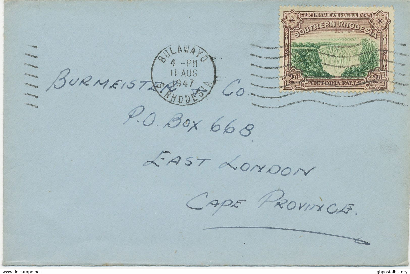 SOUTH RHODESIA 1936/47, George V 1/2d And George VI 1 1/2d On VF Airmail Cover To England, 2d Victoria Falls On VF Cover - Southern Rhodesia (...-1964)