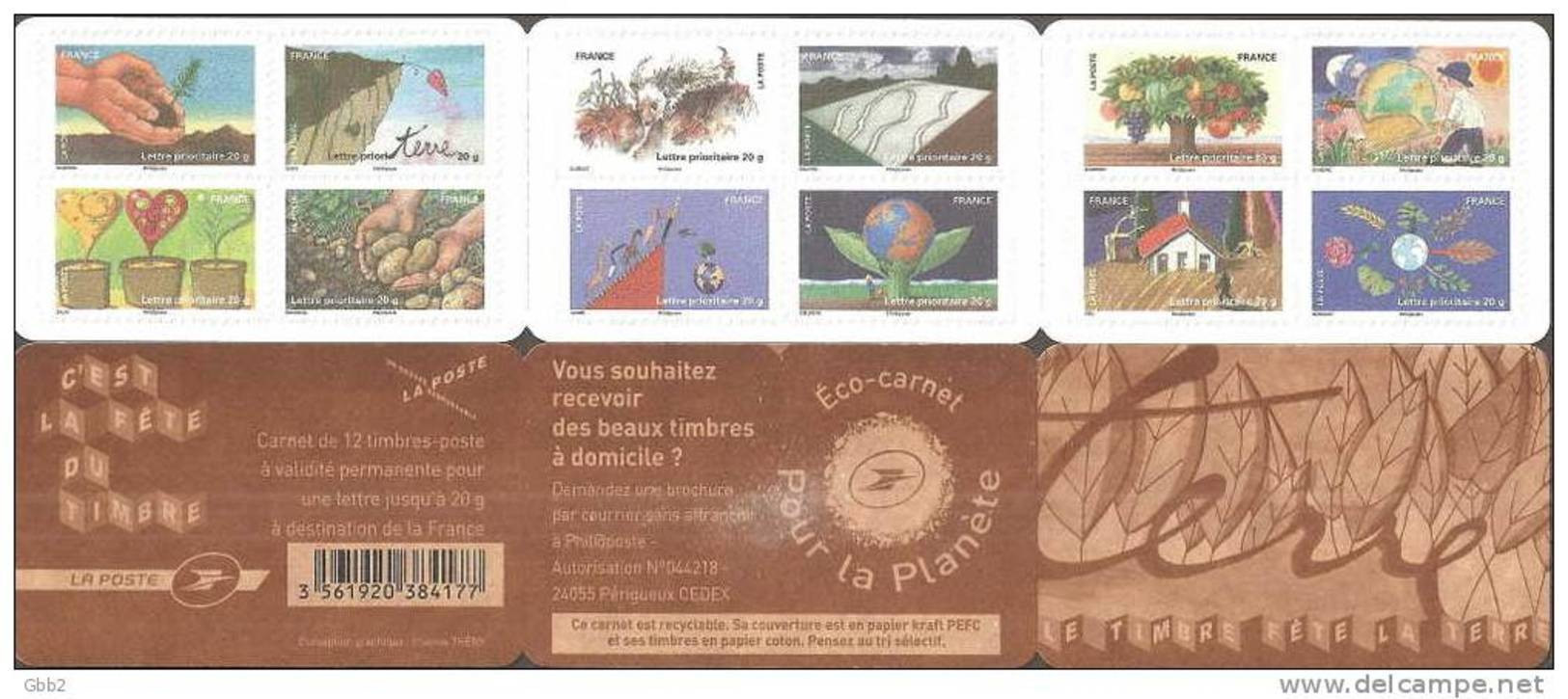 CARNET BC526 "Le Timbre Fête La Terre" Autoadhésif. ATTENTION Variété Sur Le 11ème Timbre, Un Arbre Vert Et Un Marron. - Booklets