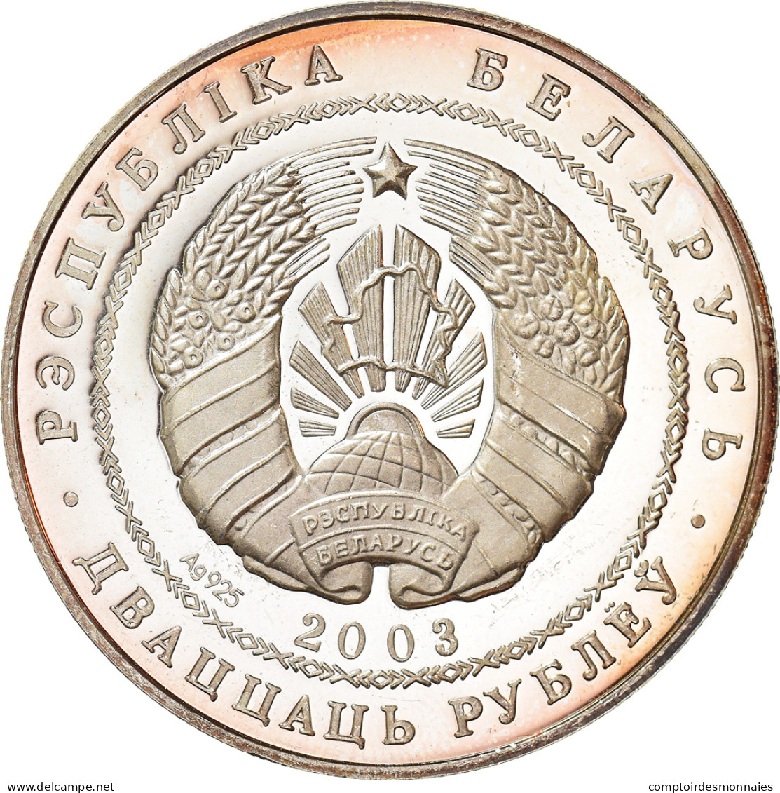 Monnaie, Bélarus, 20 Roubles, 2003, Sofia, FDC, Argent, KM:149 - Belarús