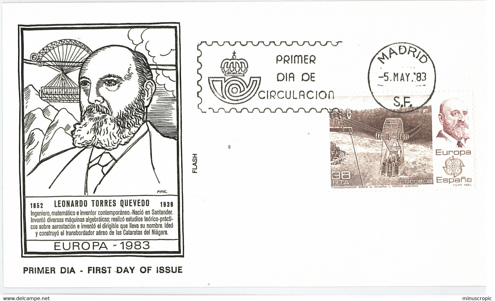 Enveloppe FDC Espagne - Leonardo Torras Quevedo - Madrid - 1983 - FDC