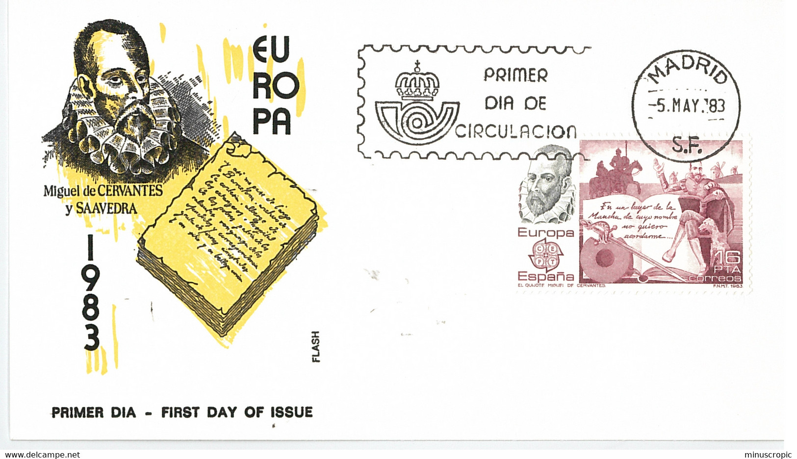 Enveloppe FDC Espagne - Miguel De Cervantes Y Saavedra - Madrid - 1983 - FDC