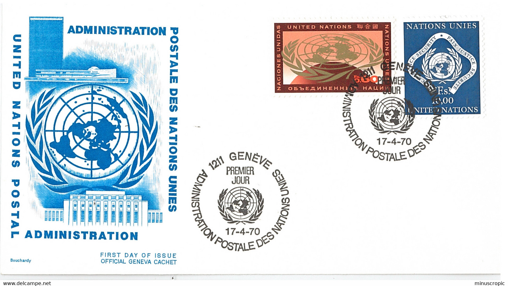 Enveloppe FDC Nations Unies - Administration Postales Des Nations Unies - Genève - 1970 - Cartas & Documentos