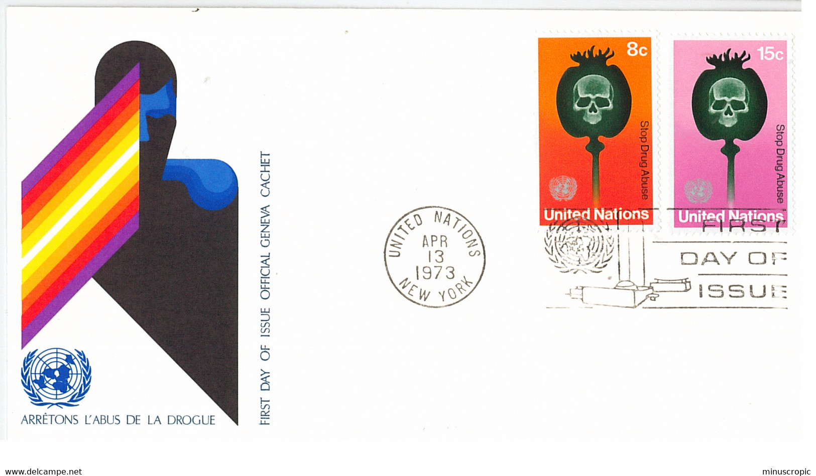 Enveloppe FDC Nations Unies - Arrêtons La Drogue - New York - 1973 - Briefe U. Dokumente