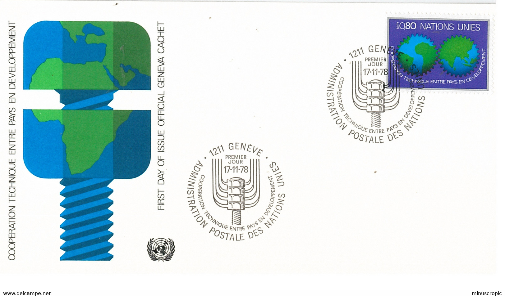 Enveloppe FDC Nations Unies - Coopération Technique Entre Pays En Développement - Genève - 1978 - Cartas & Documentos