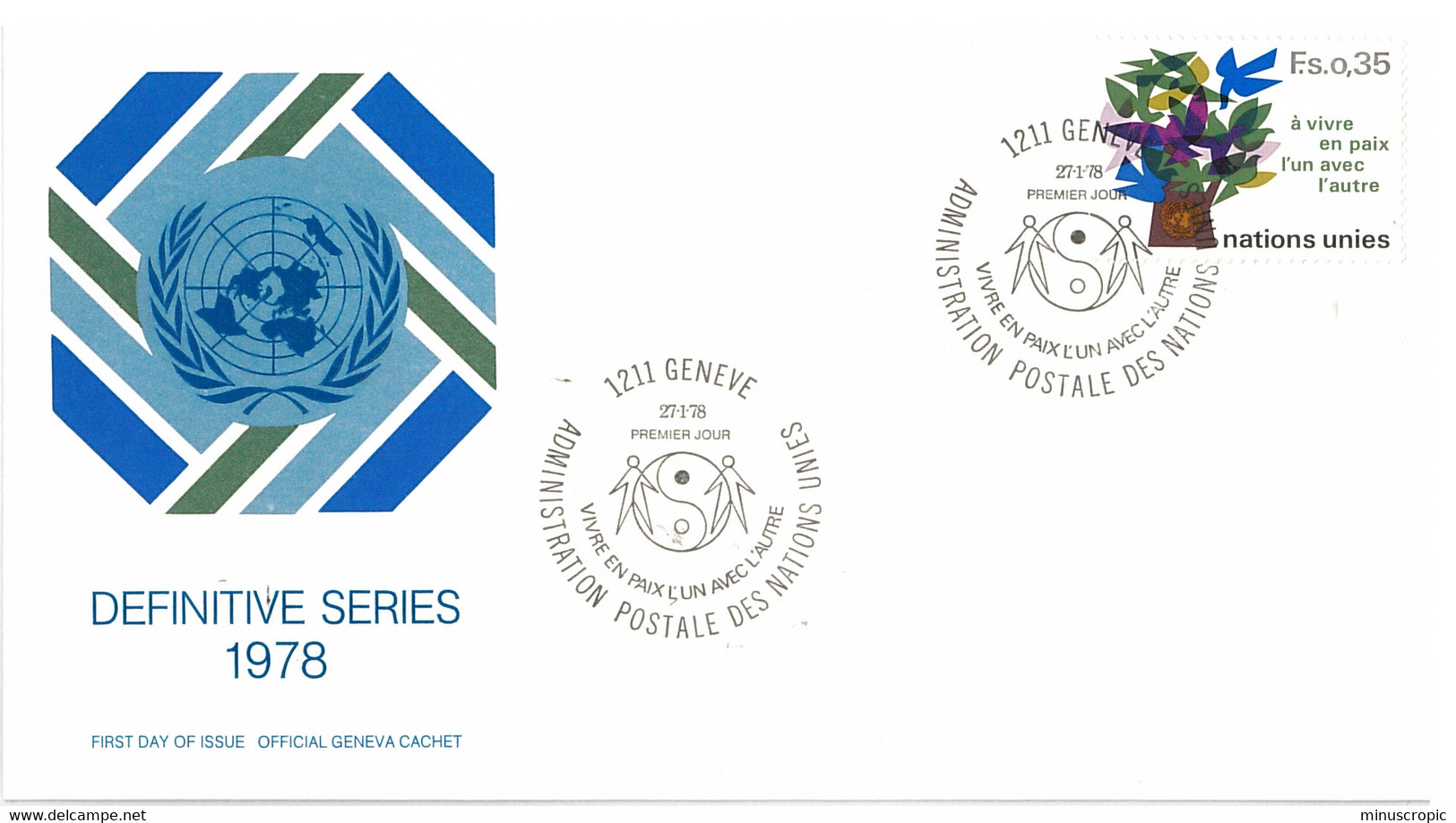 Enveloppe FDC Nations Unies - Definitive Series - Genève - 1978 - Cartas & Documentos