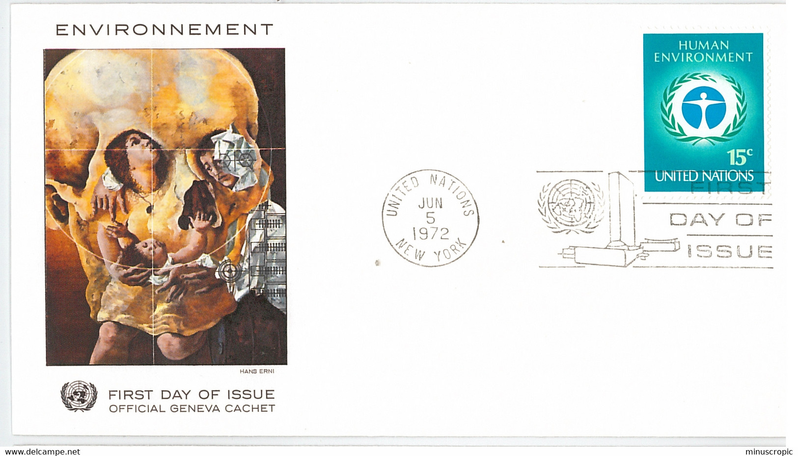 Enveloppe FDC Nations Unies - Environnement 15c - New York - 1972 - Brieven En Documenten