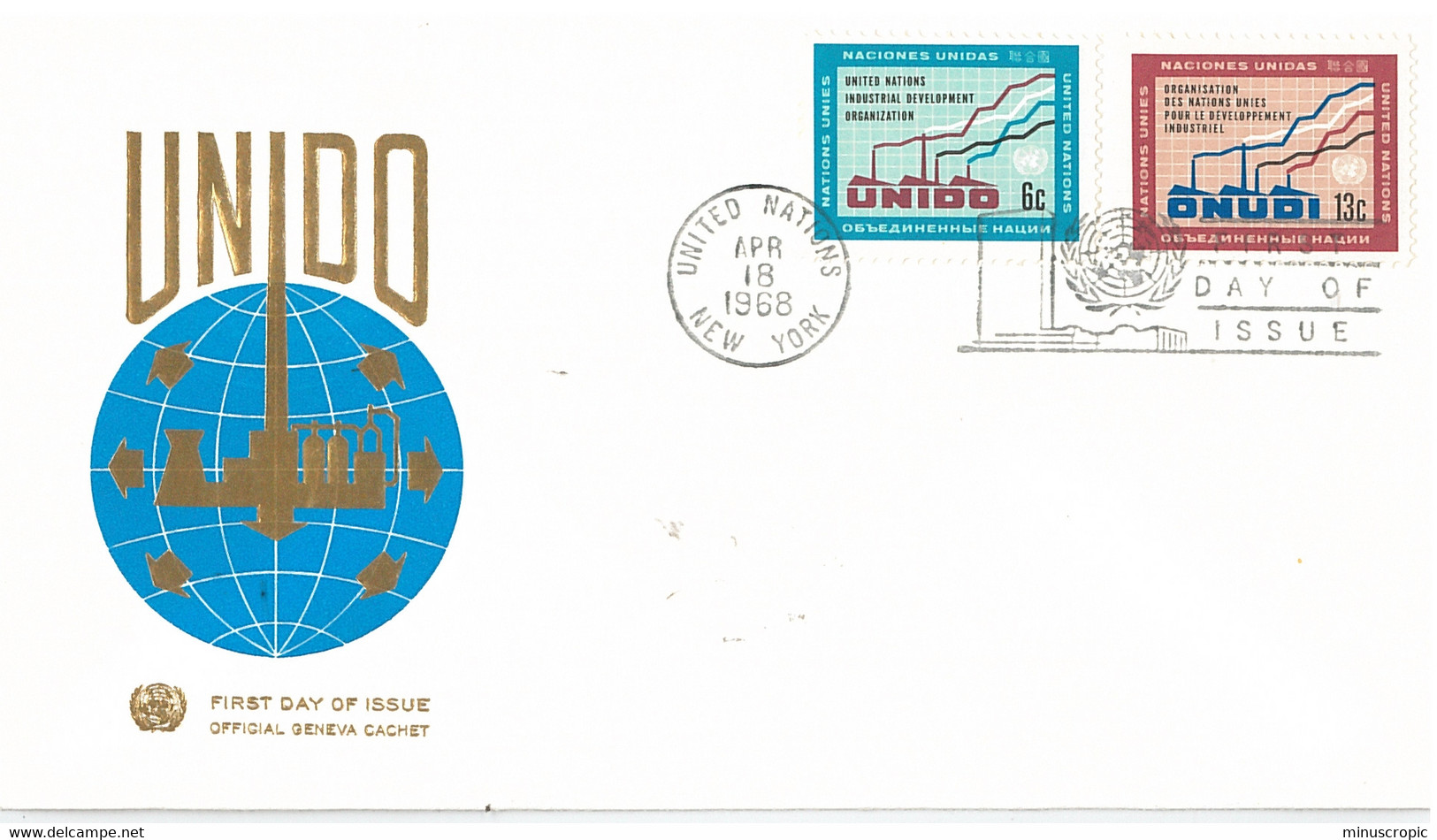 Enveloppe FDC Nations Unies - UNIDO - New York - 1968 - Covers & Documents