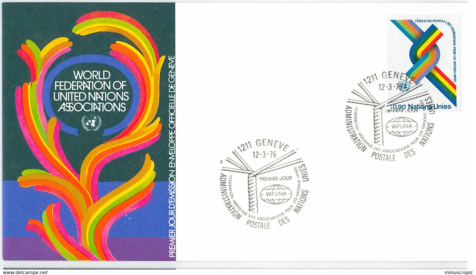 Enveloppe FDC Nations Unies - World Federation Of United Nations Associations - Genève - 1976 - Covers & Documents