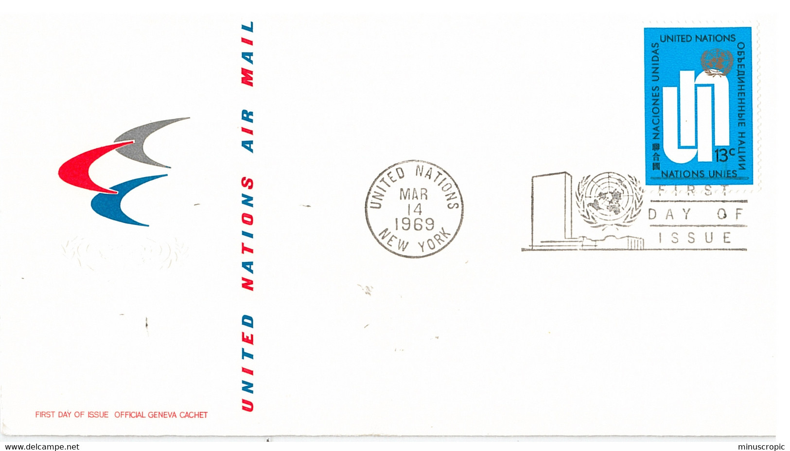 Enveloppe FDC United Nations - Air Mail - New York - 1969 - Brieven En Documenten