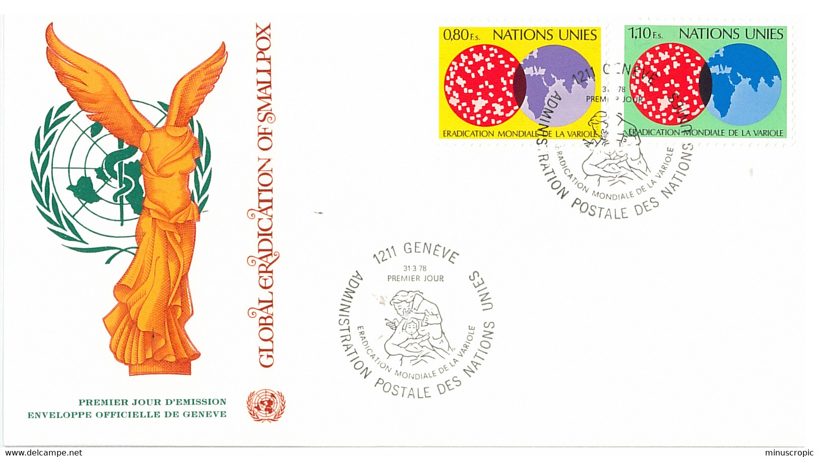 Enveloppe FDC United Nations - Global Eradication Of Smallpox - Genève - 1978 - Lettres & Documents