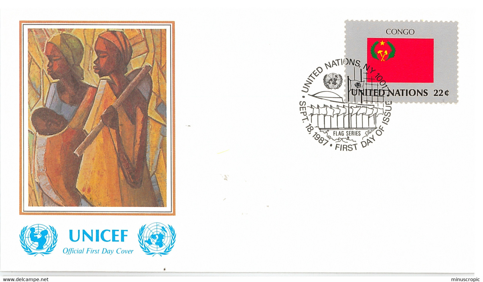 Enveloppe FDC United Nations - UNICEF - Flag Series 5/87 - Congo - 1987 - Briefe U. Dokumente