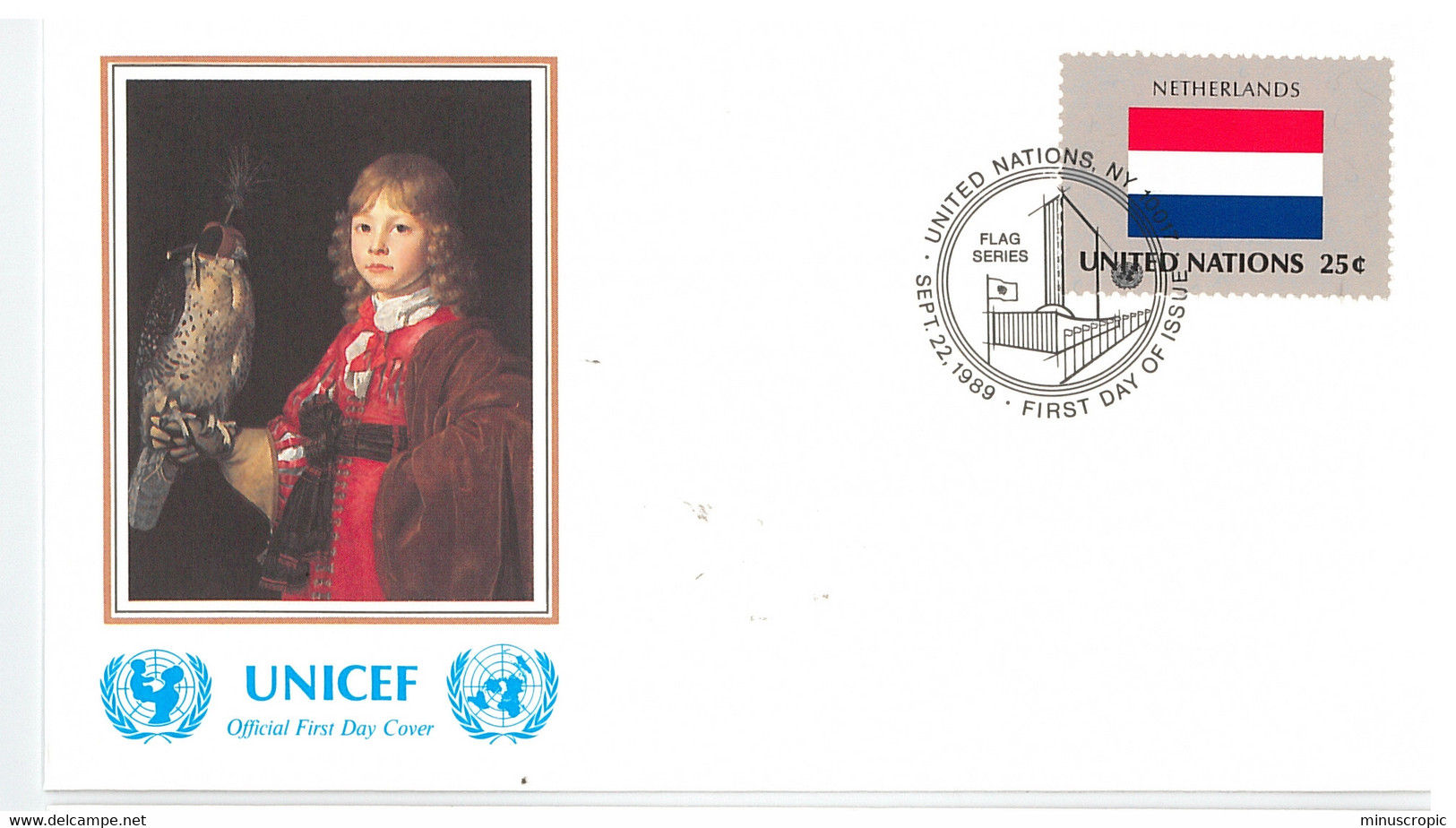 Enveloppe FDC United Nations - UNICEF - Flag Series 11/89 - Netherlands - 1989 - Cartas & Documentos