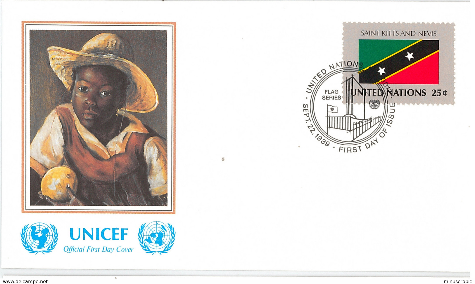 Enveloppe FDC United Nations - UNICEF - Flag Series 13/89 - Saint Kitts And Nevis - 1989 - Covers & Documents
