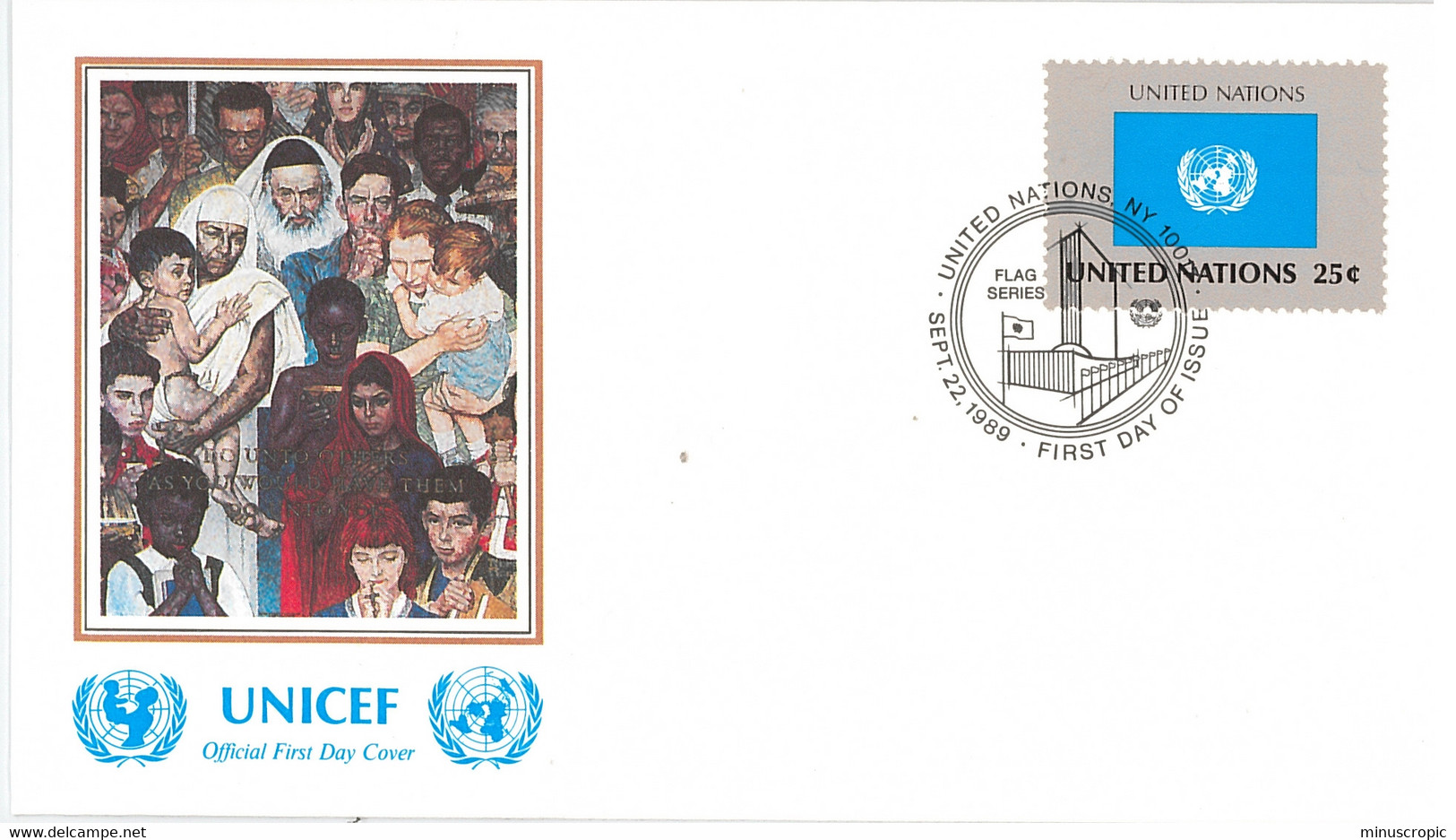 Enveloppe FDC United Nations - UNICEF - Flag Series 16/89 - United Nations - 1989 - Brieven En Documenten