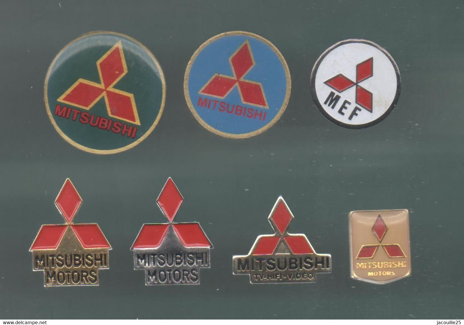 PINS PIN'S AUTO AUTOMOBILE 548 MITSUBISHI LOGO  MEF MOTORS TV LOT 7 PINS TOUS DIFFERENTS - Mitsubishi