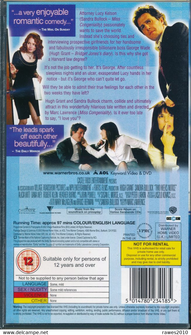 Video : Two Weeks Notice Mit Hugh Grant Und Sandra Bullock - Romantique