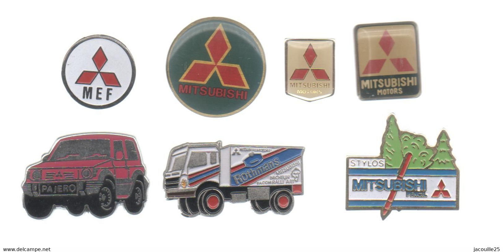 PINS PIN'S AUTO AUTOMOBILE 549 MITSUBISHI LOGO  MEF MOTORS PAJERO ROTHMANS CAMION PARIS DAKAR  LOT 7 PINS - Mitsubishi