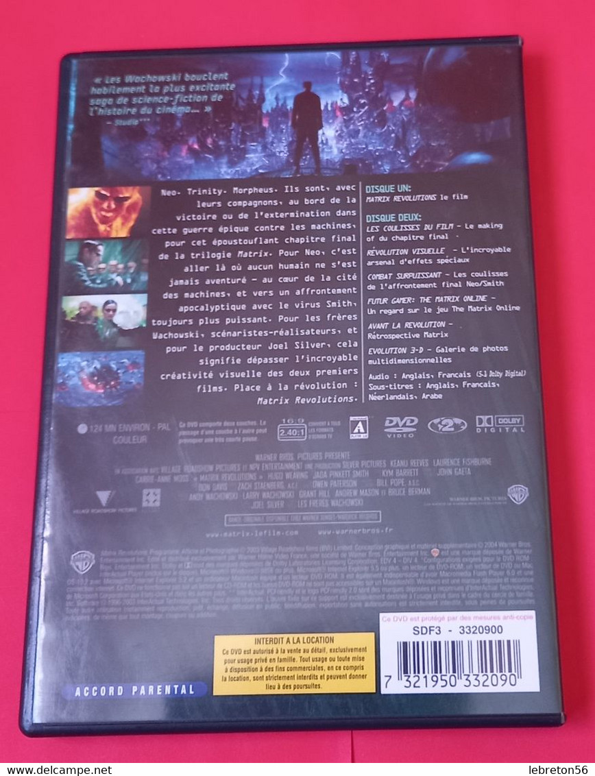 Edition Double D.V.D. « MATRIX REVOLUTION  » Village Roadshow Films X2 Phts - Sci-Fi, Fantasy