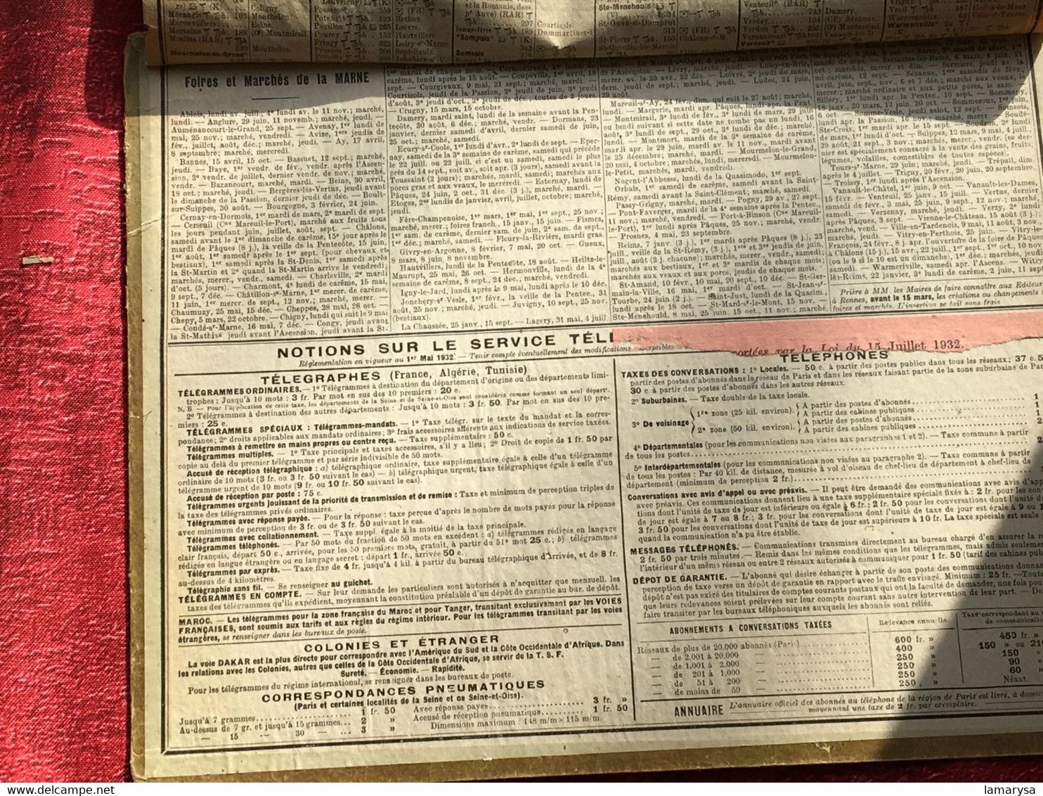 1933 Almanach Calendrier P.T.T SEMUR Vu Du Viaduc-MARNE-CHALONS-SUR-MARNE-Postes Et Télécommunications-☛Publicité-RARE- - Grand Format : 1921-40