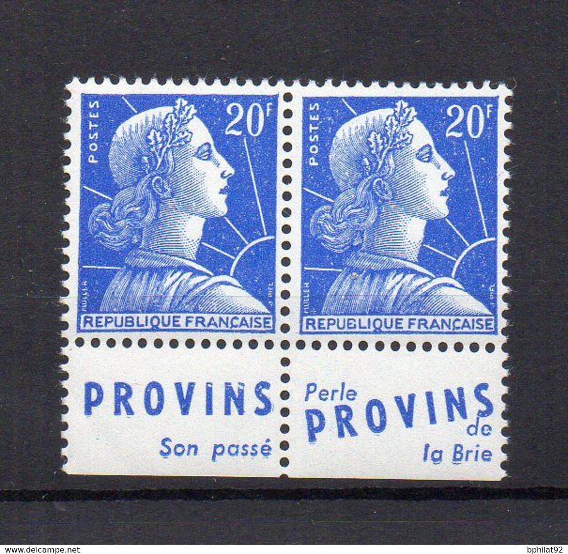 !!! 20 F MARIANNE DE MULLER TYPE I, PAIRE  AVEC PUBLICITES PROVINS NEUVE ** - Unused Stamps