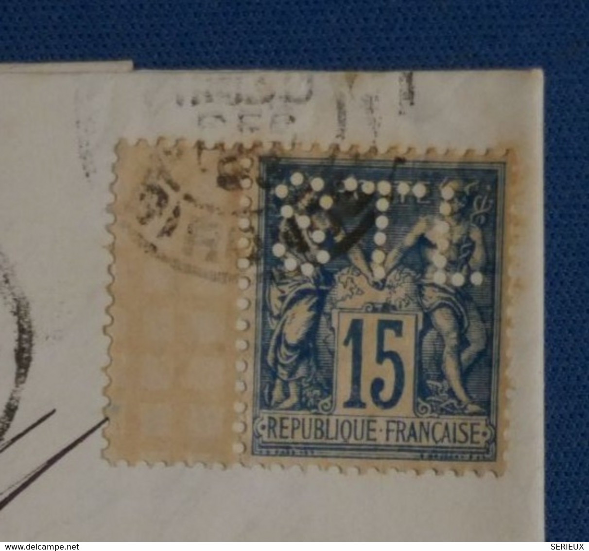 AH7 FRANCE  BELLE LETTRE 1893 PERFORé STL +BORD FEUILLE 15 C+  BORDEAUX POUR OLORON  + PERFIN + AFFRANCH. INTERESSANT - Sonstige & Ohne Zuordnung