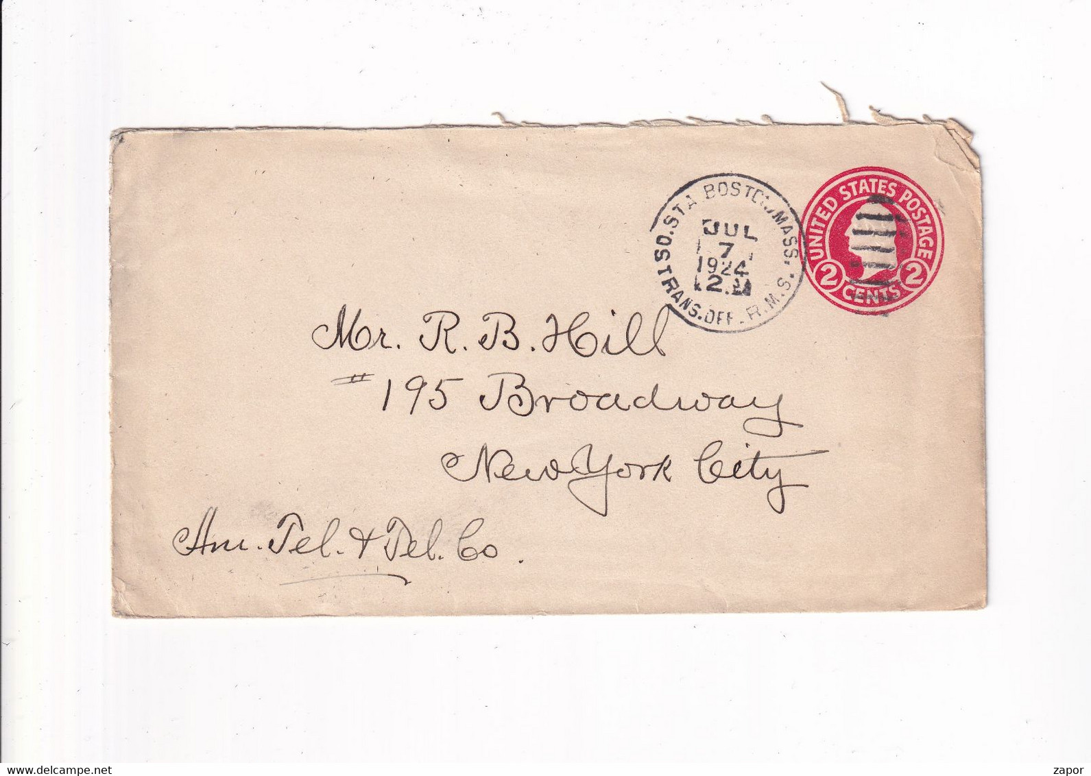 Used Envelope - Boston - 1924 - 1921-40