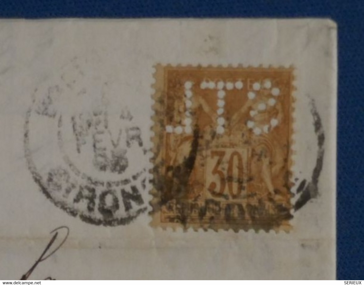 AH7 FRANCE  BELLE LETTRE RARE 1893 PERFORé STL A L ENVERS +30 C+PERFIN+  BORDEAUX POUR OLORON  + AFFRANCH. INTERESSANT - Autres & Non Classés