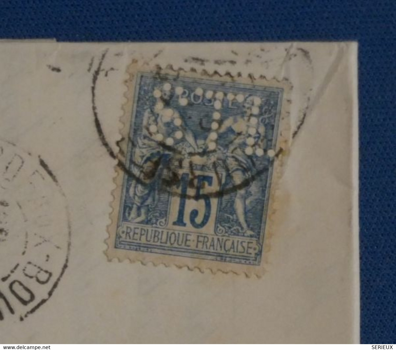 AH7 FRANCE  BELLE LETTRE 1893 PERFORé STL  +15 C+++ BORDEAUX POUR OLORON  + PERFIN + AFFRANCH. INTERESSANT - Sonstige & Ohne Zuordnung