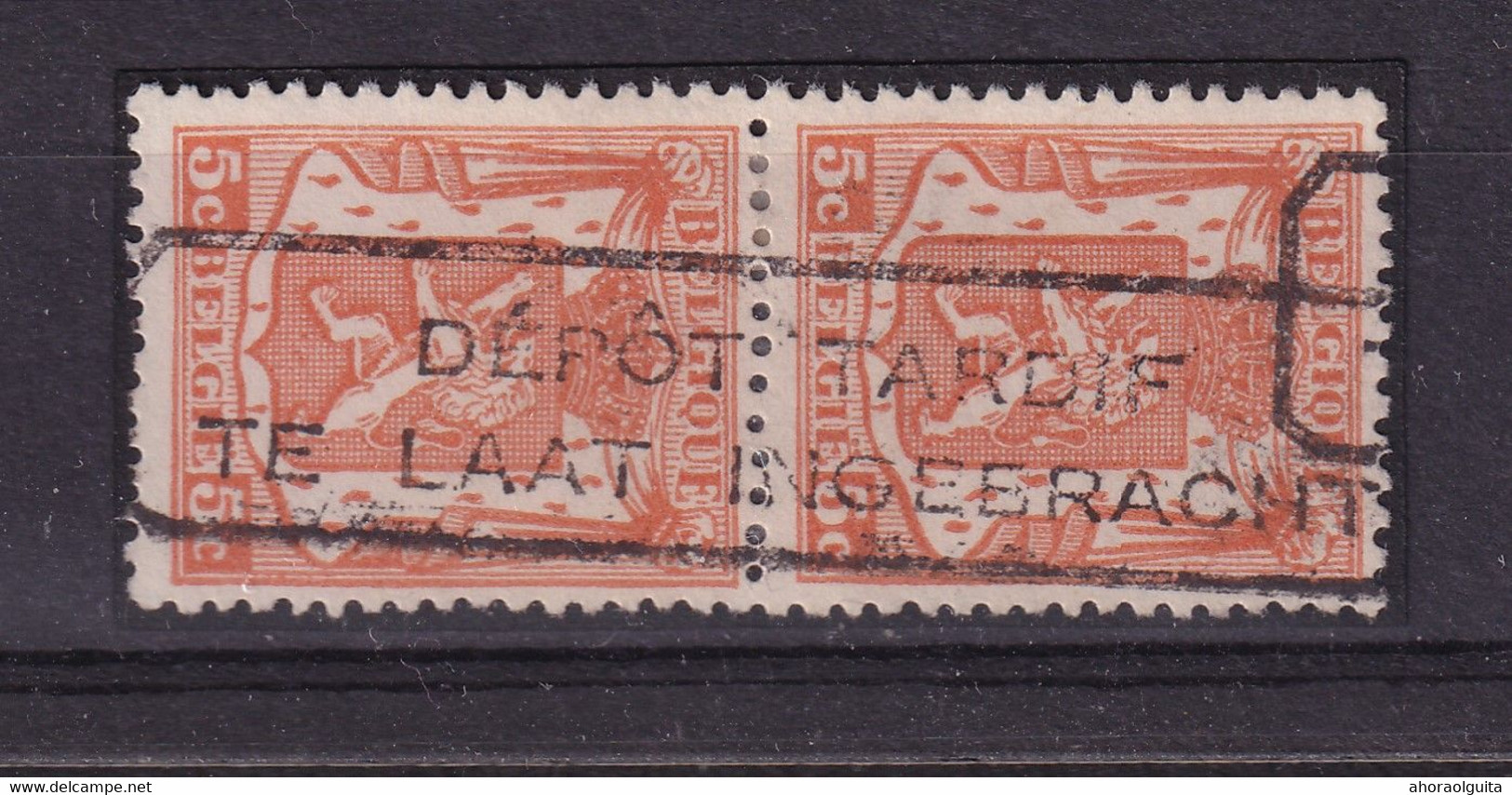 DDAA 577 - Paire Du TP 419 Petit Sceau - Annulation Par Griffe Encadrée Bilingue DEPOT TARDIF - 1935-1949 Small Seal Of The State