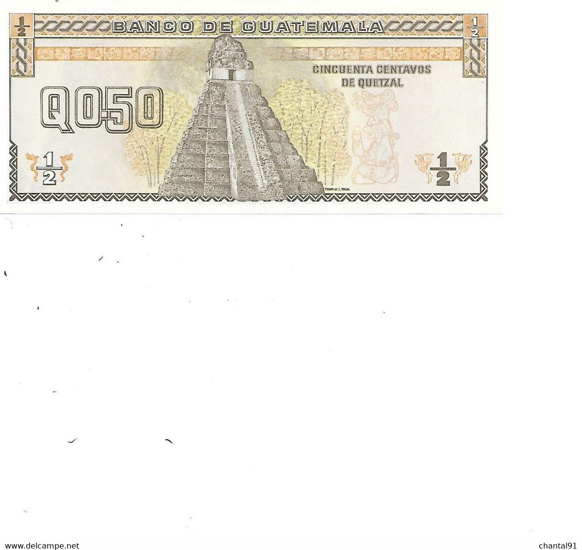 GUATEMELA BILLET 0.50 QUETZAL - Guatemala