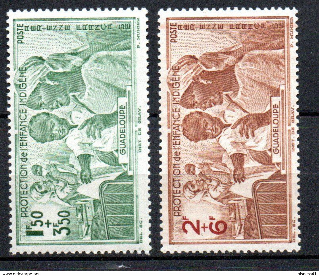 Col24 Colonies Guadeloupe PA N° 1& 2 Neuf X MH Cote : 2,50  € - Airmail
