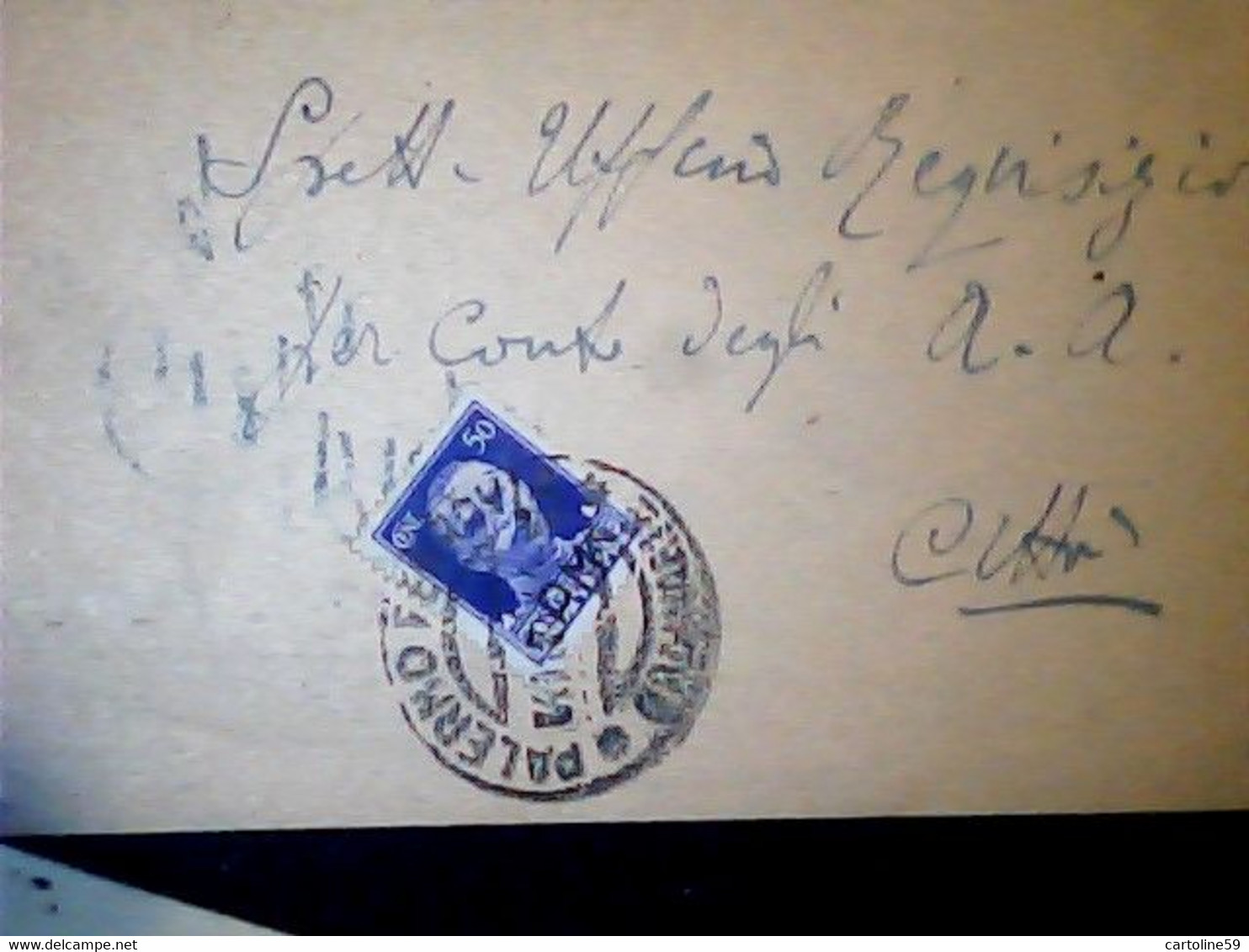 PIEGO ITALIA LETTERA CON 50 C IMPERIALE SOPRASTAMPATO PM DA PALERMO X CITTA 02/11/1944 IJ1305 - Altri & Non Classificati