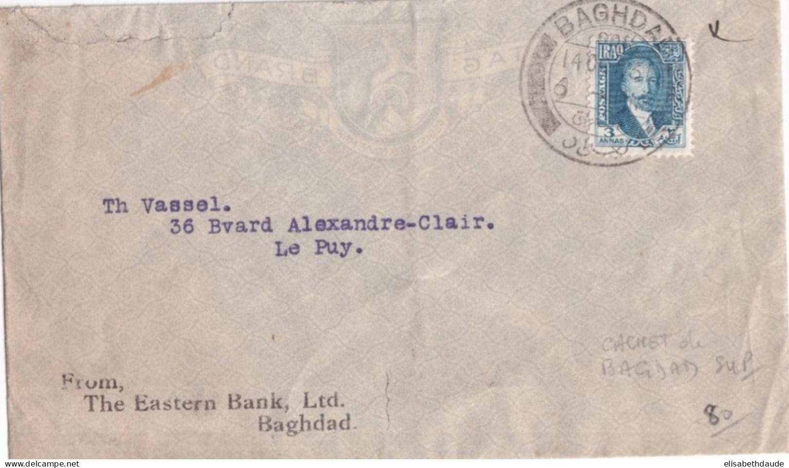 IRAQ - 1931 - ENVELOPPE De BAGHDAD => LE PUY - Irak