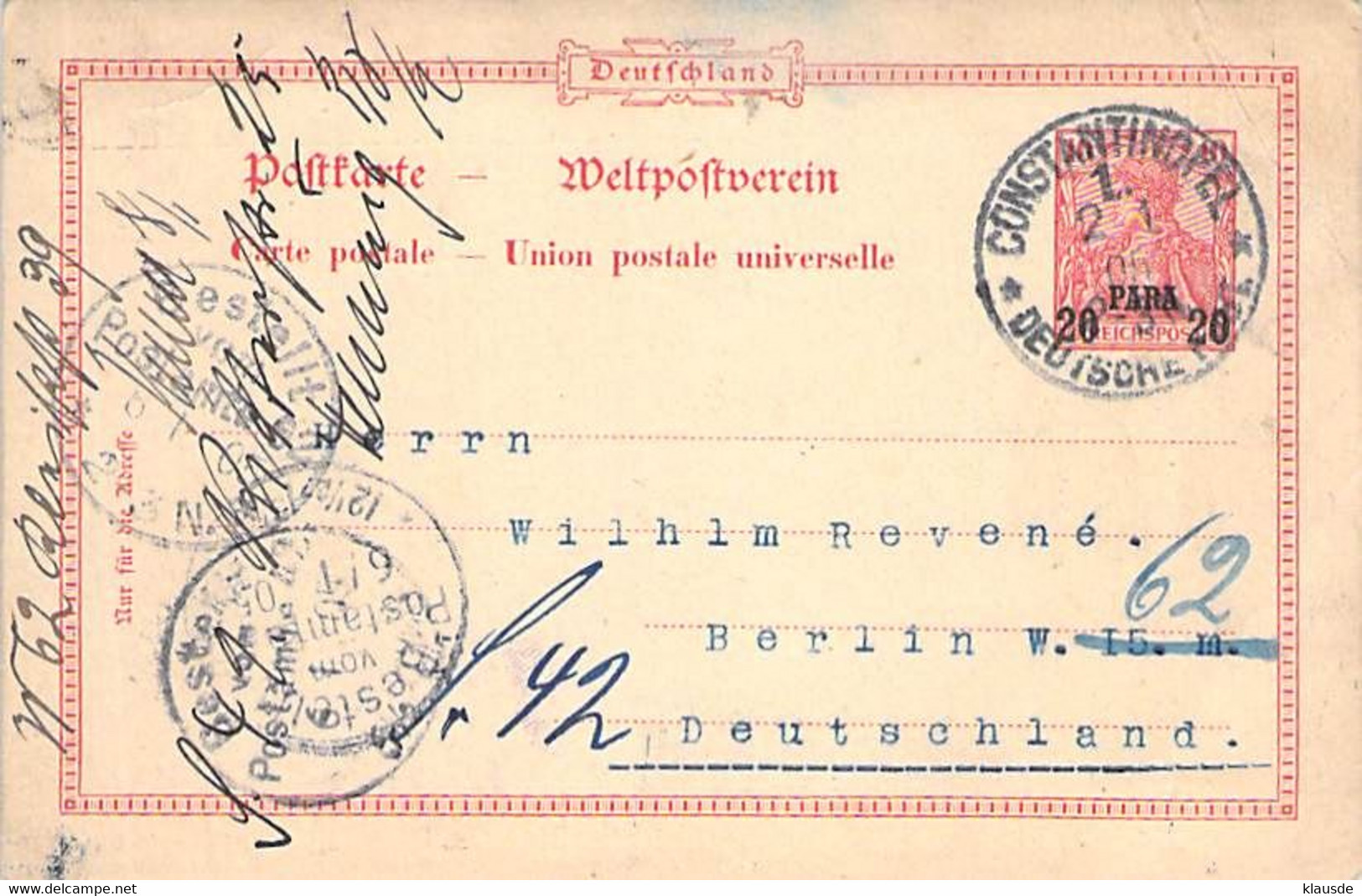 MiNr.P10  1905 Constantinopel,AKS Berlin - Turkse Rijk (kantoren)