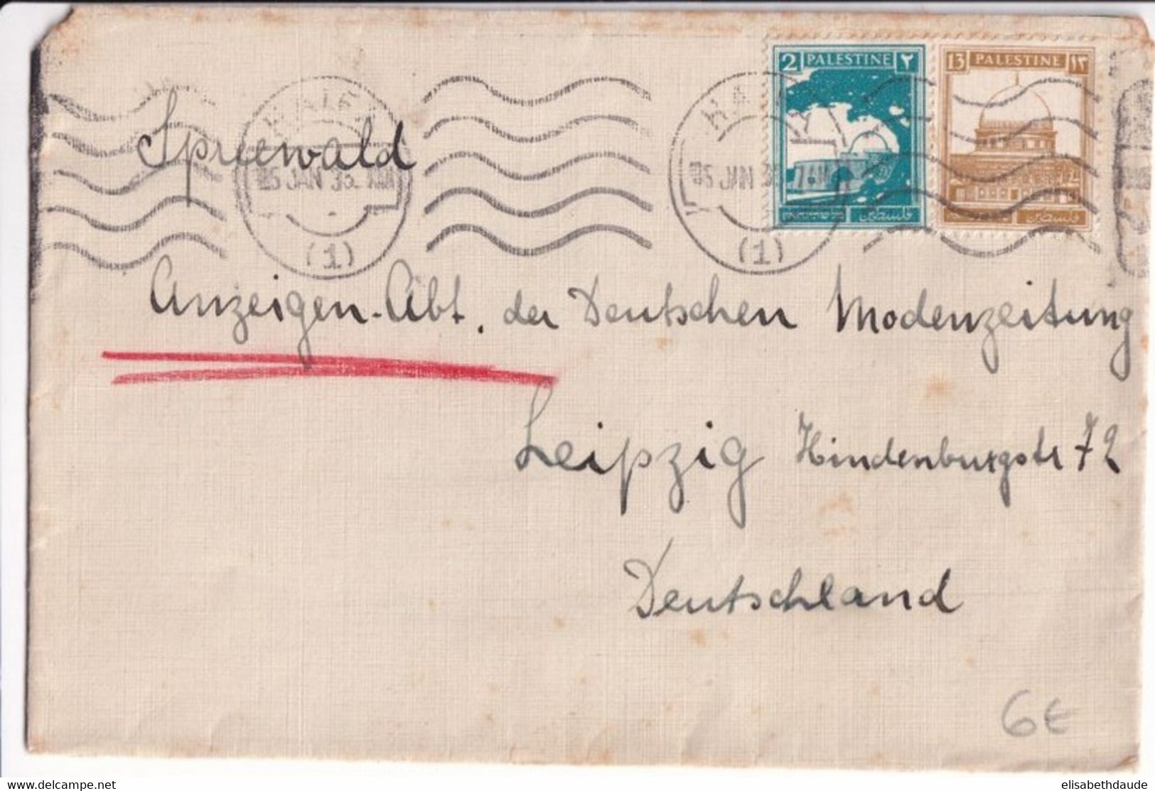 PALESTINE - 1935 - ENVELOPPE De HAIFA => LEIPZIG - Palestine