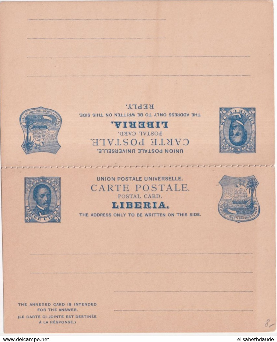 LIBERIA - CARTE ENTIER POSTAL Avec REPONSE PAYEE - Liberia