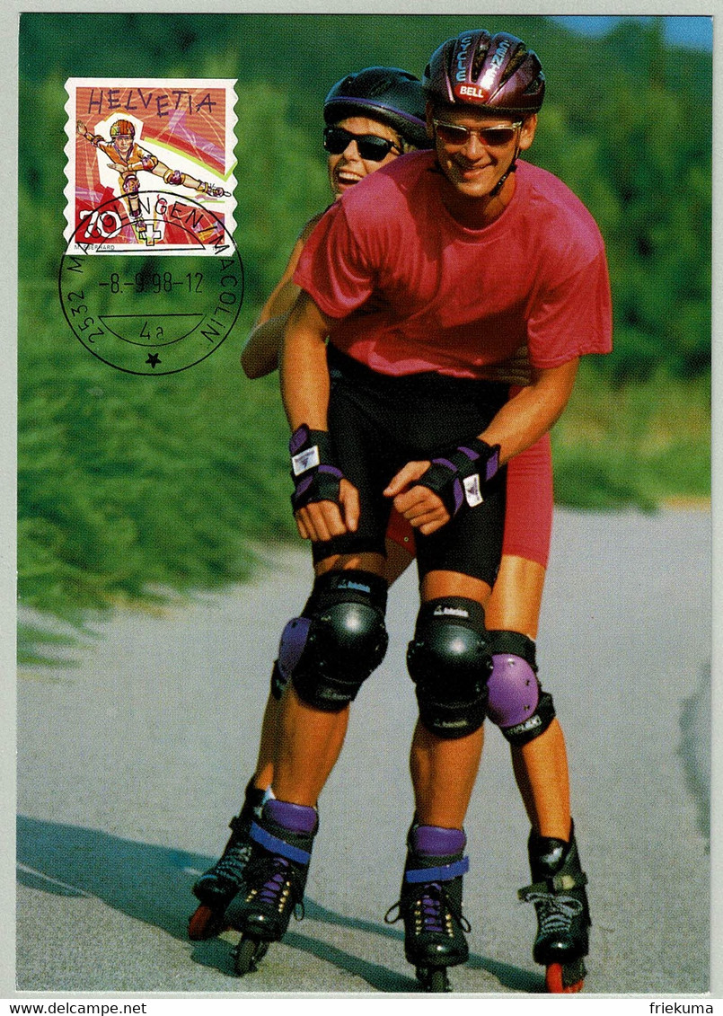 Schweiz / Helvetia 1998, Maximumkarte Inline Skating Magglingen / Macolin - Skateboard