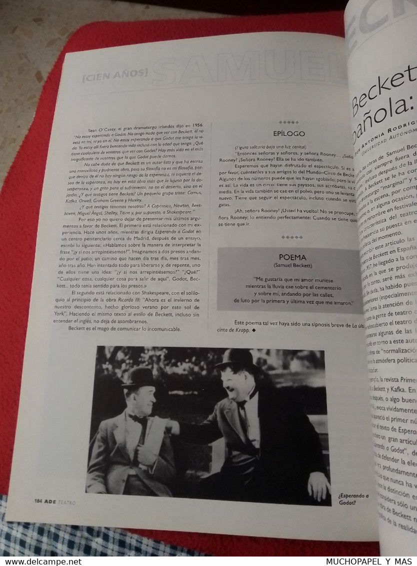 REVISTA ADE TEATRO DE LA ASOCIACIÓN DIRECTORES ESCENA ESPAÑA Nº 111 JUL.-SEP. 2006 HAROLD PINTER SAMUEL BECKETT ETC.....