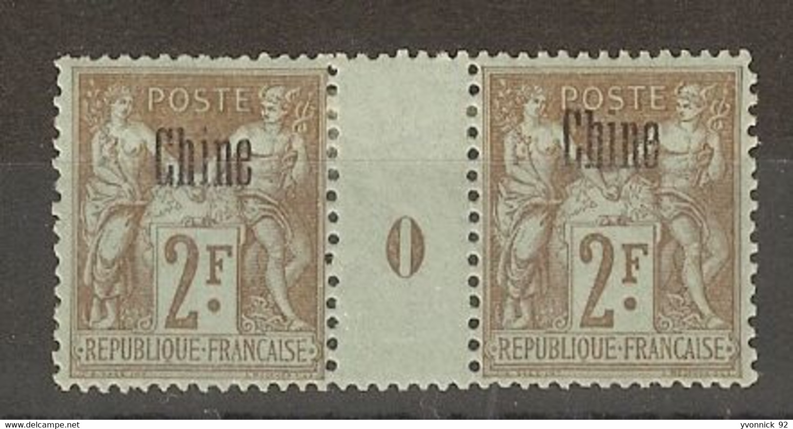 Chine  - 2 F  Millésime ( 1902 )  Surchargé N°15 - Sonstige & Ohne Zuordnung