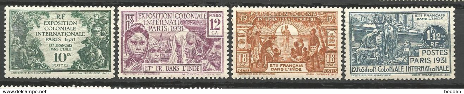 INDE Série Complète EXPO 1931 N° 105 à 108 NEUF* AVEC OU TRACE DE CHARNIERE  / MH - 1931 Exposition Coloniale De Paris