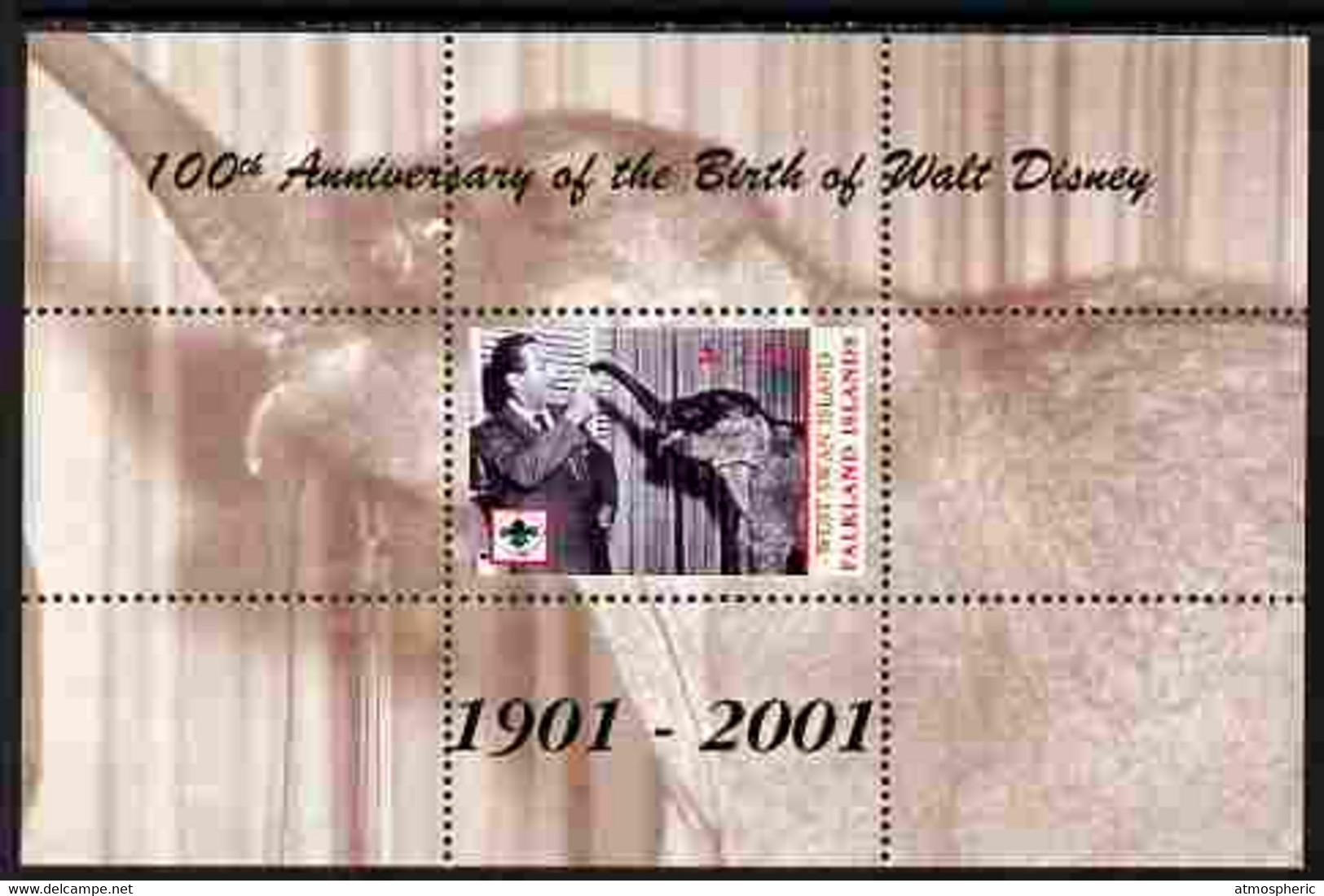 West Swan Island (Falkland Islands) 2001 Birth Centenary Of Walt Disney Perf S/sheet (with Baby Elephant & Scout Logo) U - Falklandeilanden