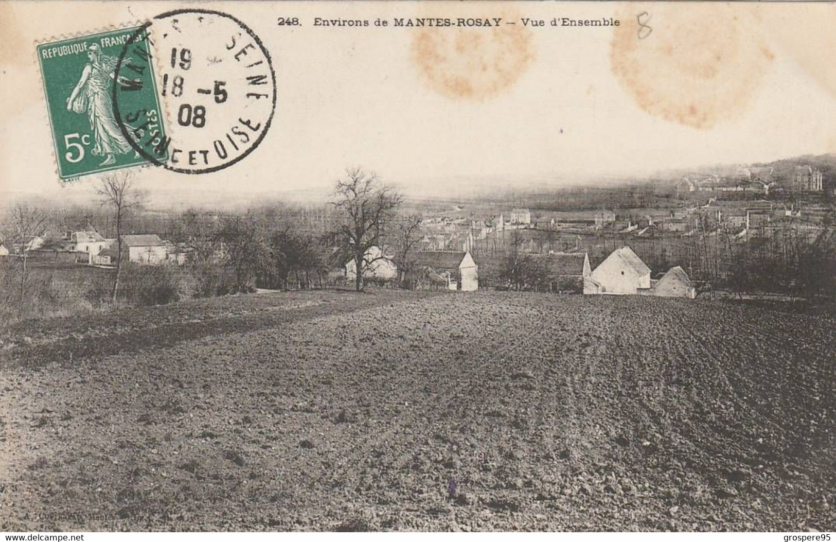 ROSAY ENVIRONS DE MANTES VUE D'ENSEMBLE RARE 1908 - Altri & Non Classificati