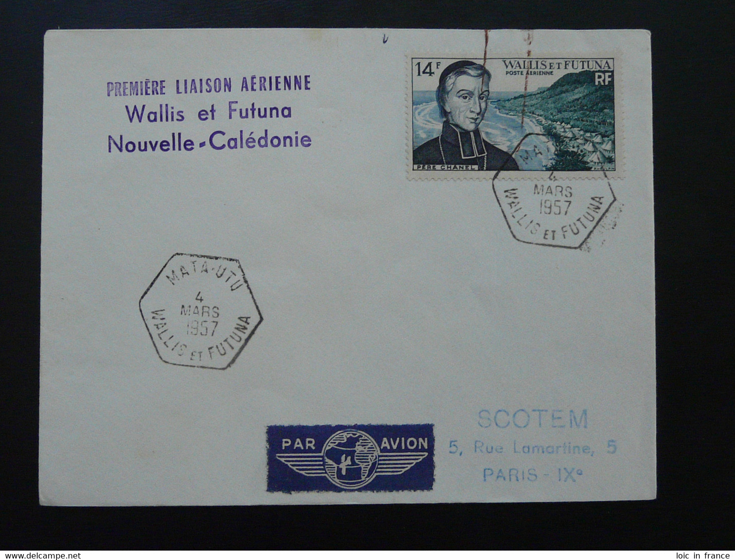 Lettre Premier Vol First Flight Cover Liaison Aérienne Wallis Nouvelle Calédonie 1957 - Covers & Documents