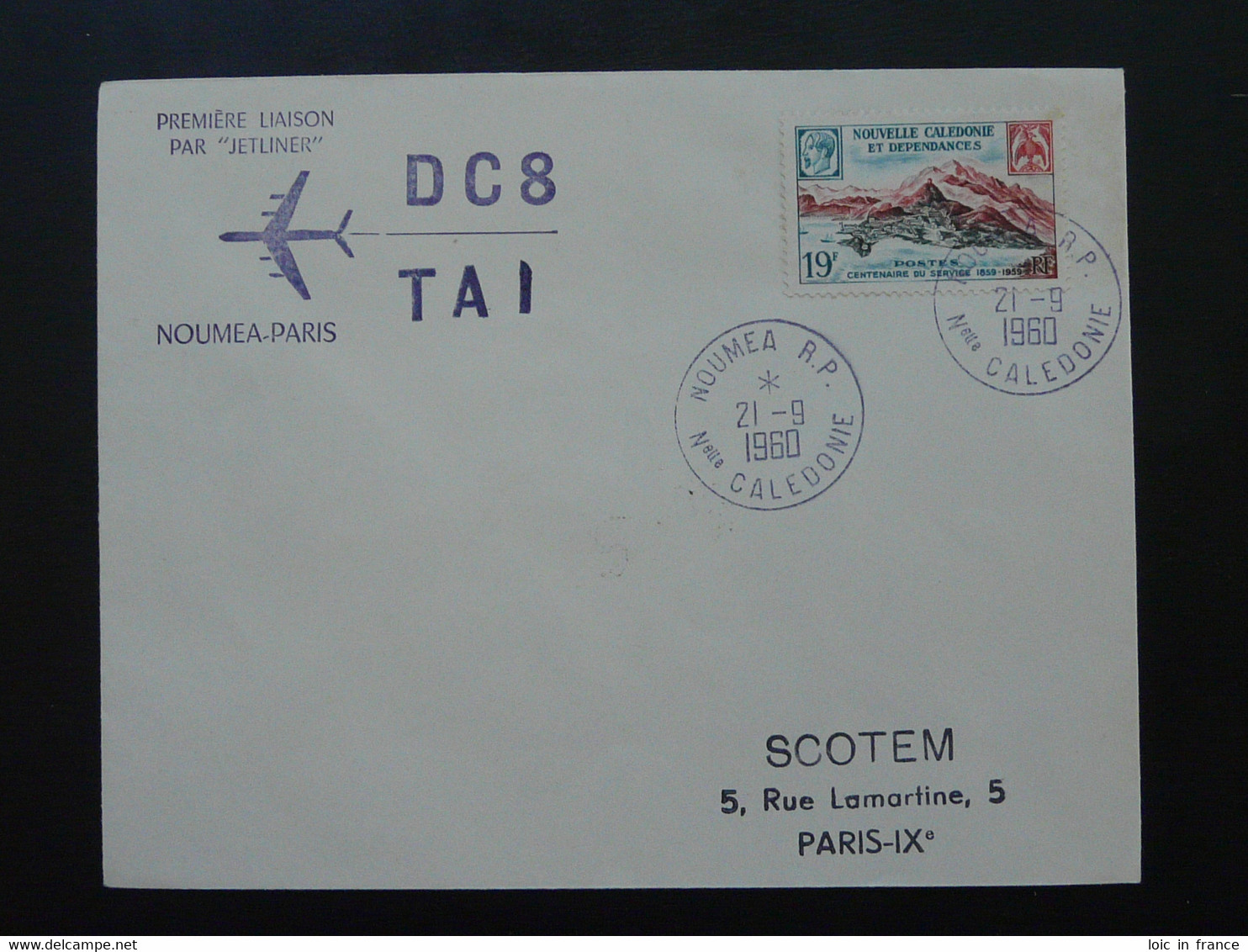 Lettre Premier Vol Liaison Jetliner Noumea Paris Douglas DC8 Nouvelle Calédonie 1960 - Lettres & Documents