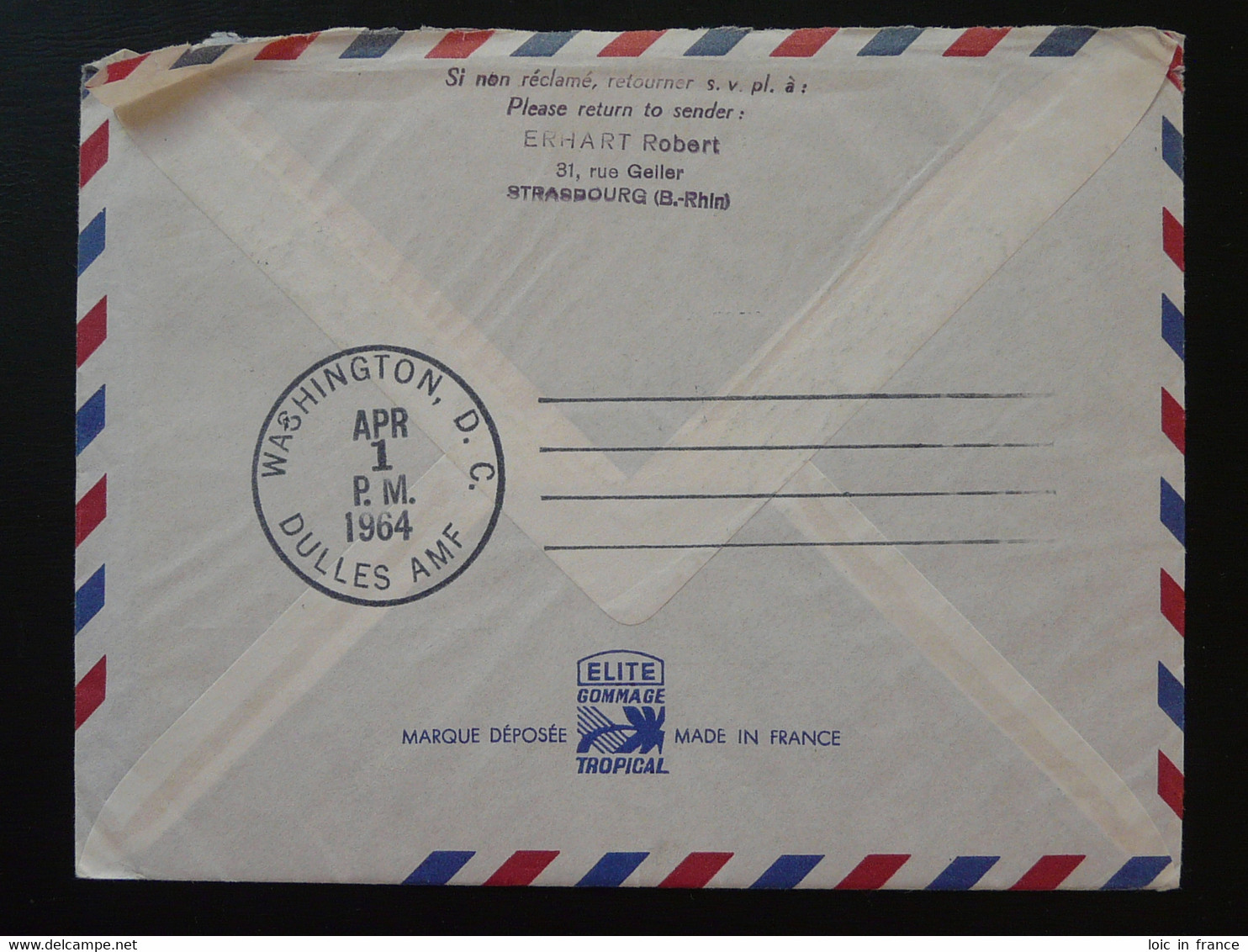 Lettre Timbres De Service Conseil De L'Europe Sur Premier Volfirst Flight Cover Paris Washington Air France 1964 - Lettres & Documents